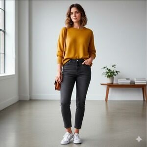 Croft & Barrow‎ Black Wash Denim High Rise Slim Leg Ankle Jeans Size 12 Short